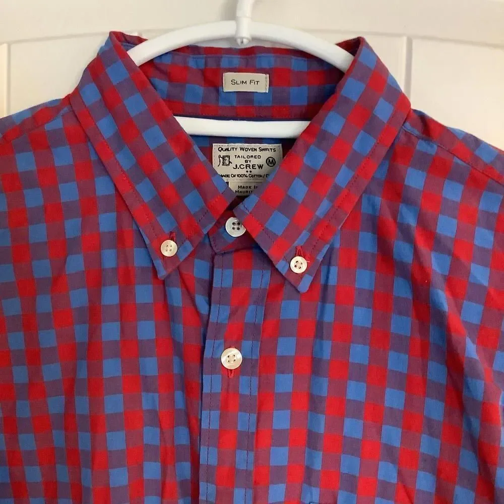 J.Crew Slim Fit Red and Blue Checkered‎ Button-Up Shirt